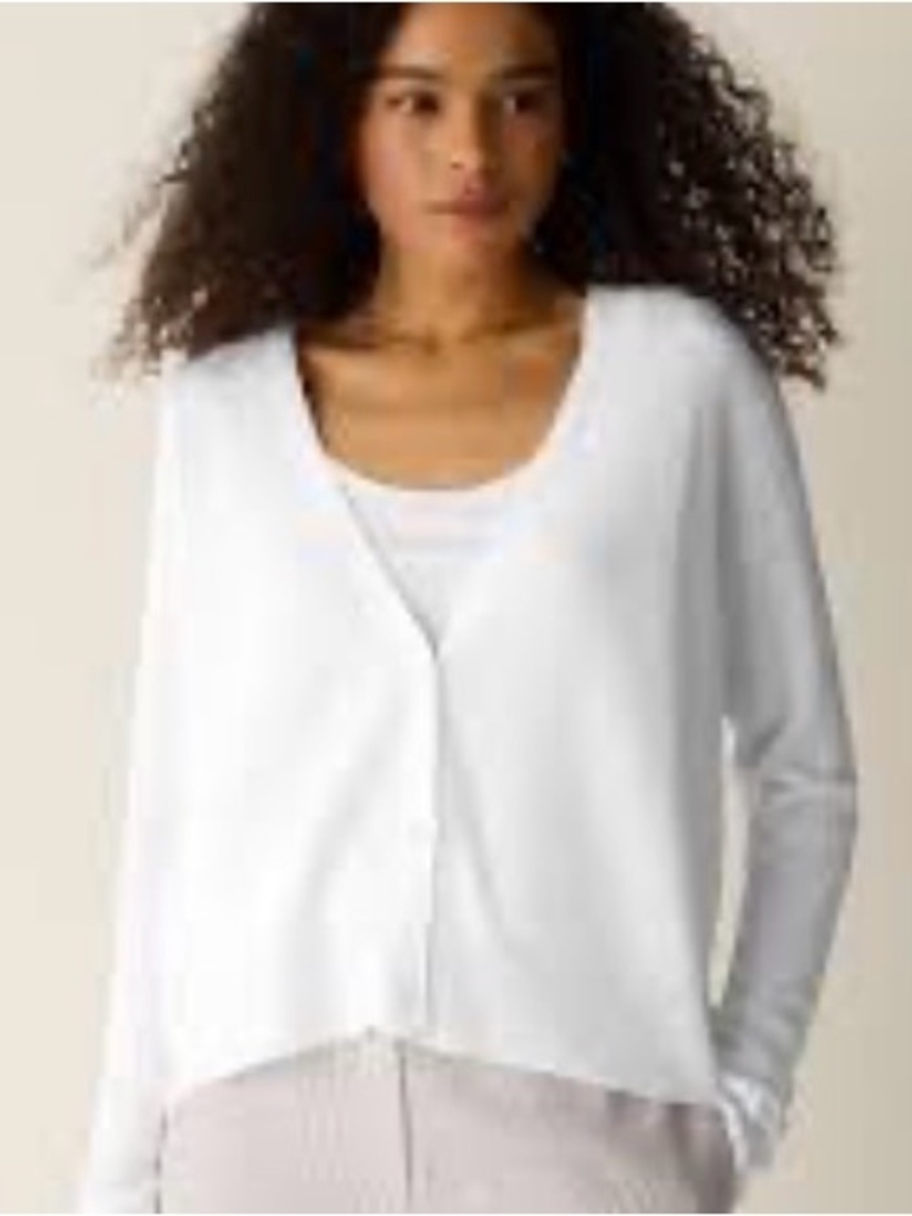 Eileen Fisher Women's V-Neck button-down 100% Organic Linen knit Sweater Sz S/P